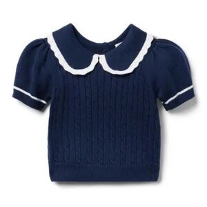 JANIE AND JACK 
Short Sleeve Cable Sweater With Peter Pan Collar